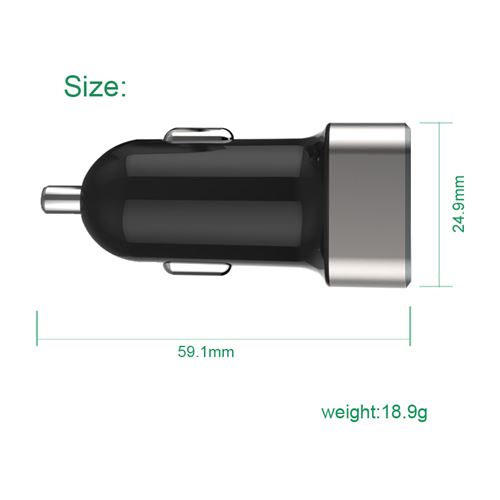 High-grade aluminum alloy decoration Dual USB Car Charger