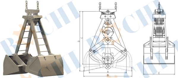 4 Wire Ropes Grab Bucket(32t、40t、50t、63t)