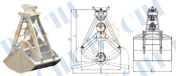 4 Wire Ropes Grab Bucket(5t、10t、16t、25t)